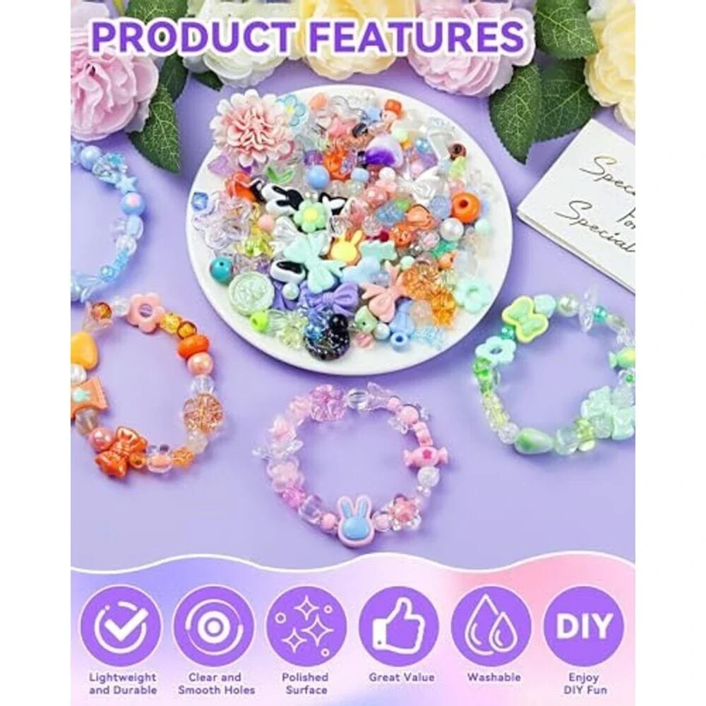 450PCS Assorted Acrylic Beads for Bracelet Making